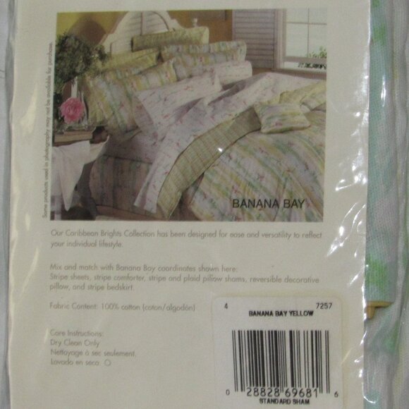 NEW Vtg 90s Caribbean Brights Standard Pillow Sham Banana Bay Cotton Duck Cloth - Picture 5 of 5